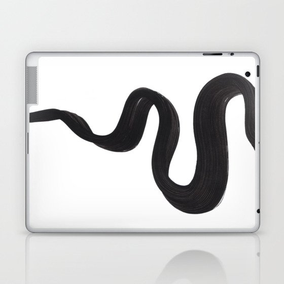 Black And White Minimalist Mid Century Abstract Ink Art Genie Aladdin Smoke Jin Lamp Minimal Smoke Laptop & iPad Skin