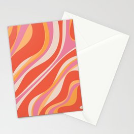 Trippy Dream Abstract Pattern in Retro Pink and Orange Stationery Card