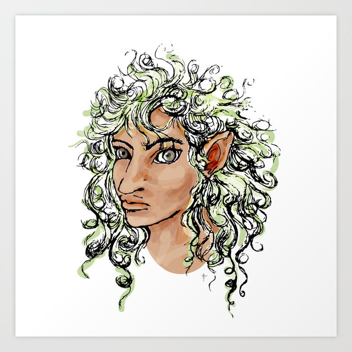 Female Elf Profile 1a Art Print By Karolynj