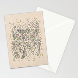 Wolf & Wild Apple Blossoms | Botanical Animal Art Stationery Cards