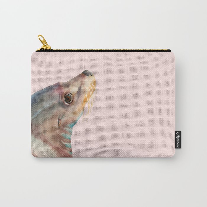 Lazy Glance Sea Lion Watercolor Painting Carry All Pouch