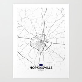 Hopkinsville, Kentucky, United States - Light City Map Art Print