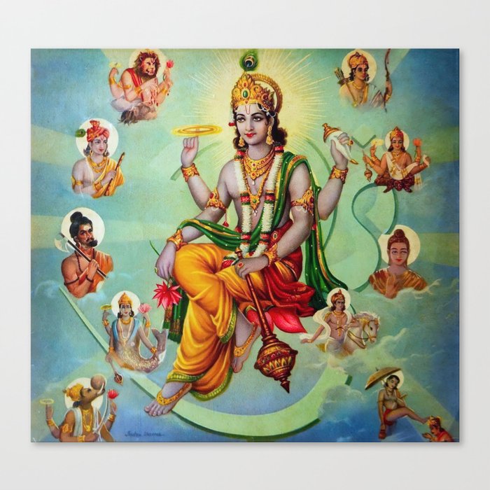 Vishnu Surrounded by his Avatars Canvas Print