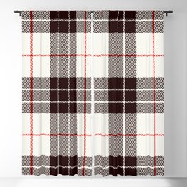 White Tartan with Black and Red Stripes Blackout Curtain