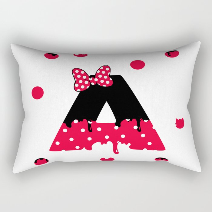 Letter Red A with Drops & Dots Rectangular Pillow