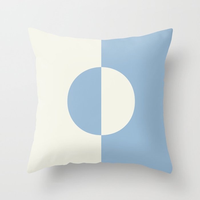 Pastel Blue Off White Minimal Circle Design 2021 Color of the Year Earth's Harmony Brightened Cream Throw Pillow