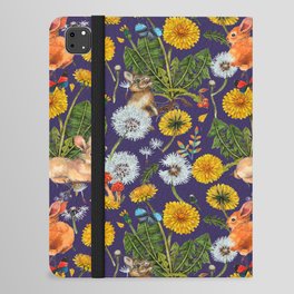 Dandelion Flowers with Rabbits - purple iPad Folio Case