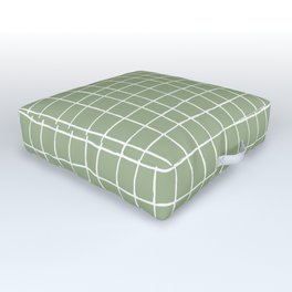 Sage Green Plaid Outdoor Floor Cushion