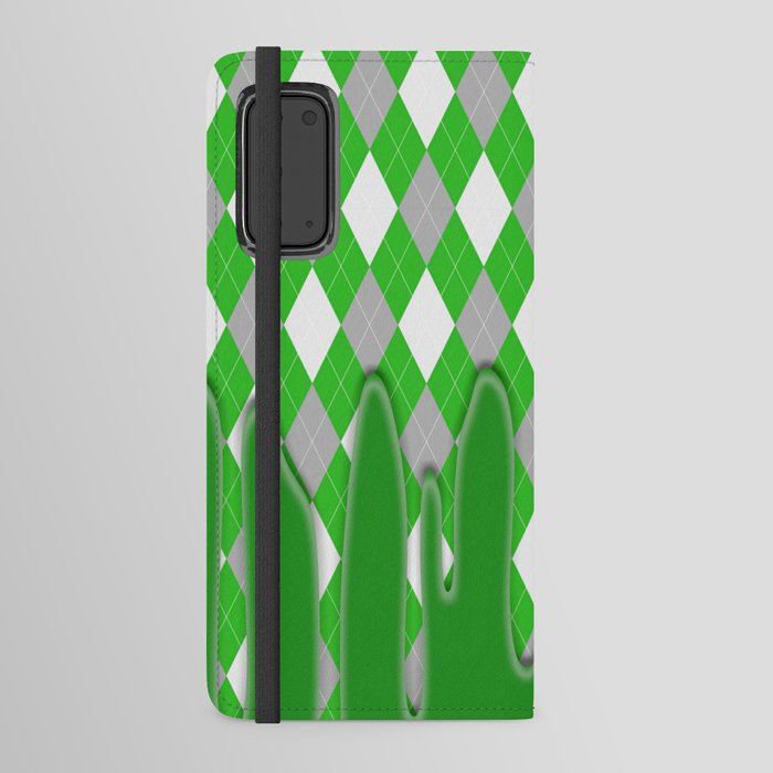 Green Silver Plaid Dripping Collection Android Wallet Case