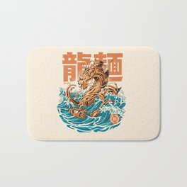 Great Ramen Dragon off Kanagawa Bath Mat | Anime, Retro, Food, Japanesefood, Yokai, Sea, Manga, Monster, Angry, Graphicdesign 