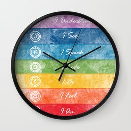 Color Chakra Healing Affirmation Wall Clock