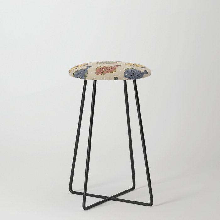 Colorful Flounders pattern Counter Stool