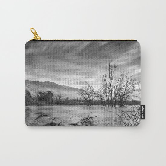 "Windy Clouds". At the lake. BW Carry-All Pouch