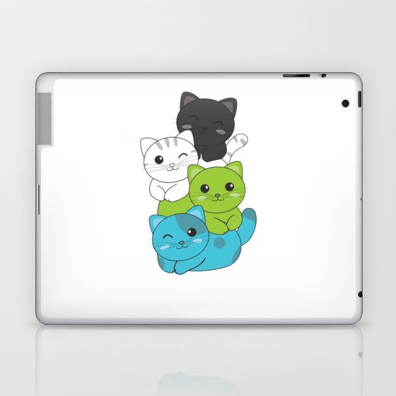 Quiosexual Flag Pride Lgbtq Cute Cats Pile Laptop & iPad Skin