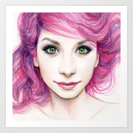 Pink Hair Girl Art Print
