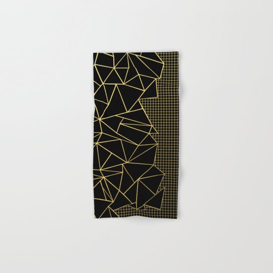 Abstract Outline Grid Gold Hand & Bath Towel