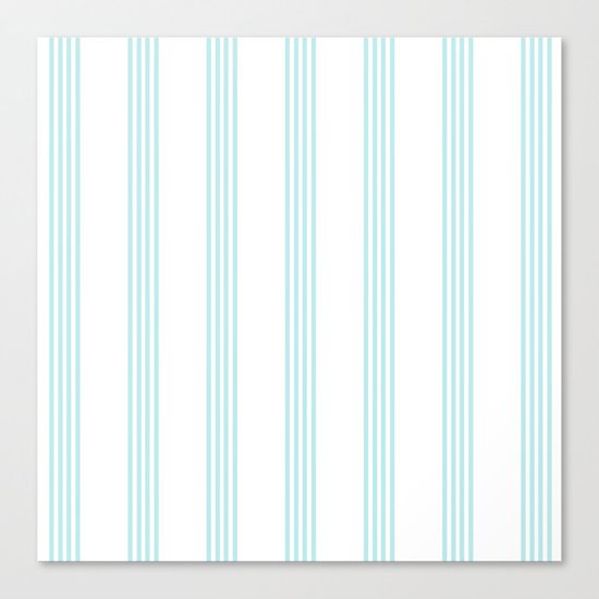 Striped I - Turquoise stripes on white- Beautiful summer pattern Canvas Print