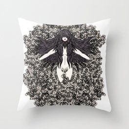 A Lady and her Skulls (Please give feedback) Throw Pillow