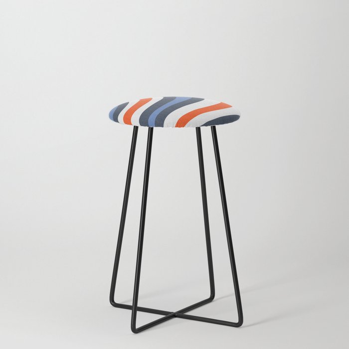 Red, White and Blue Skater Stripe Retro Modern Abstract Independence Day Fourth Of July Street Style Counter Stool