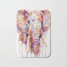 Elephant Head Bath Mat | Wallart, Wildanimals, Painting, Orange, Watercolorpainting, Elephantdecor, Elephant, Pink, Splashes, Animal 