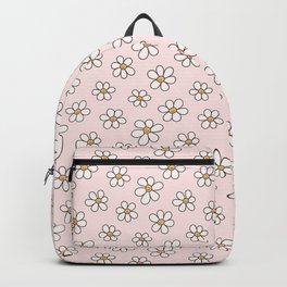 Cute Happy Smiling Daisies, Retro Smiley Daisy Pattern in Soft Girly Pastel Blush Color Smile Flower Backpack