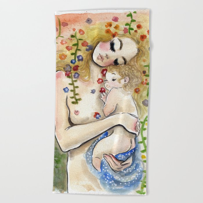 Klimt6 : Mother and Child Beach Towel