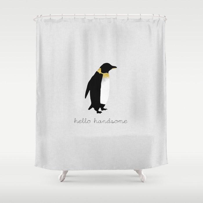 Hello Handsome, Couples Quote Shower Curtain