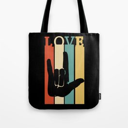 ASL Love Vintage Retro design Sign Language design Tote Bag