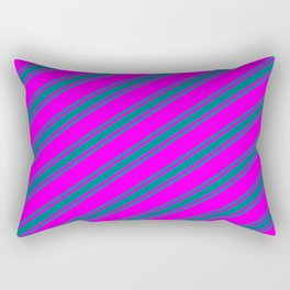 [ Thumbnail: Fuchsia and Teal Colored Stripes Pattern Rectangular Pillow ]