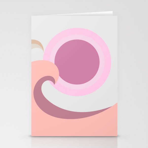 Overflow - Light Rose Colourful Minimalistic Retro Style Double Wave Sunset Stationery Cards