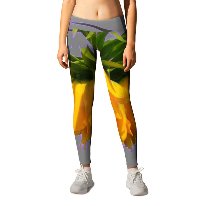 CONTEMPORARY GOLDEN YELLOW CROWN IMPERIAL FLOWERS Leggings
