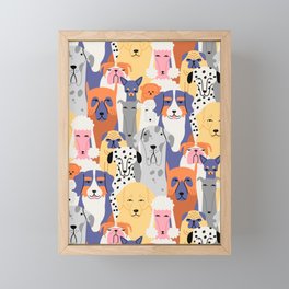 Funny dog animal pet cartoon crowd texture Framed Mini Art Print