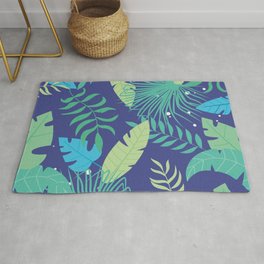 Green & Blue Leaves Area & Throw Rug