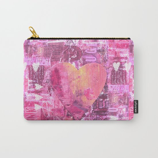 Pink hand painted heart collage Carry-All Pouch