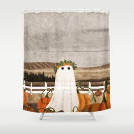 There's a Ghost in the Pumpkins Patch Again... Shower Curtain
