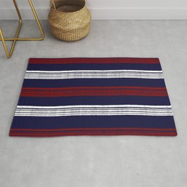 American Patriotic Red and White Stripes on Blue Rug