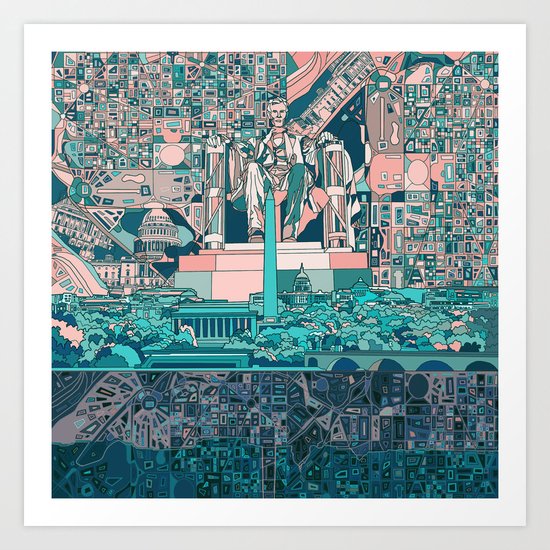 washington dc city skyline Art Print