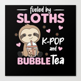 Bubble Tea Sloth Chocolate Cute Animals Boba Canvas Print