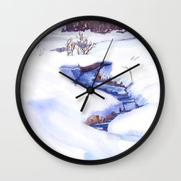Open Stream In Winter Wall Clock