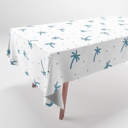 Blue Doodle Palm Tree Pattern Tablecloth