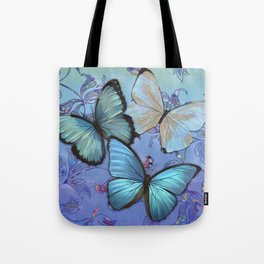 Morpho Blue Butterflies Colorful Daydream Tote Bag