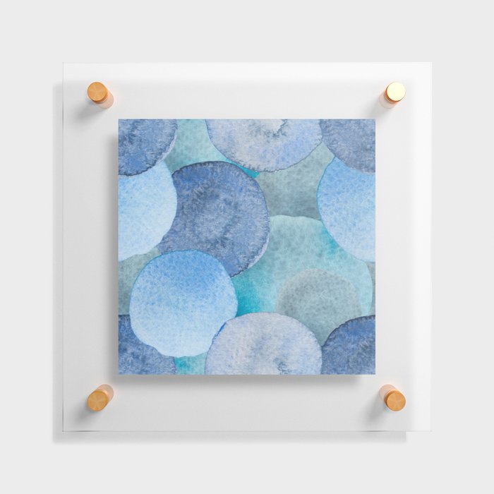 Watercolour pompoms in deep ocean Floating Acrylic Print