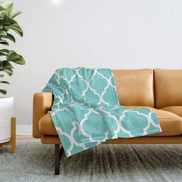 Classic Quatrefoil Lattice Pattern 725 Turquoise Throw Blanket