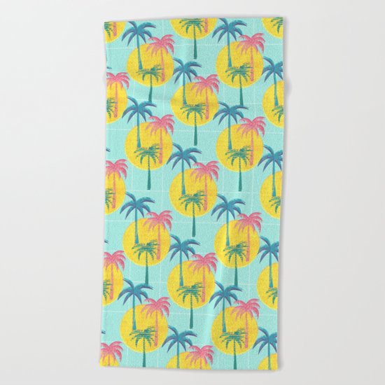 Retro Palms Beach Towel