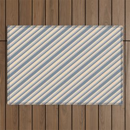 [ Thumbnail: Bisque, Grey, and Light Slate Gray Colored Striped Pattern Outdoor Rug ]