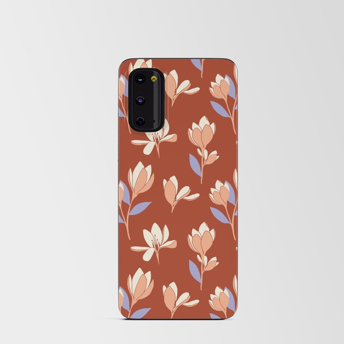 Pink and White flowers on an amber background Android Card Case