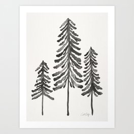 Pine Trees – Black Ink Art Print