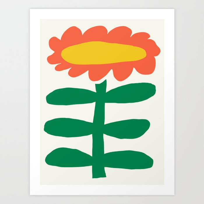 Blooming Season, An Organic-Shaped Flower, Matisse-Inspired Cut-outs Art Print