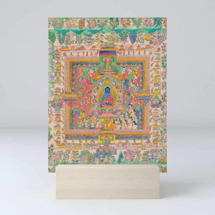 The Paradise of The Medicine Buddha - Tibetan Thangka Painting  Mini Art Print