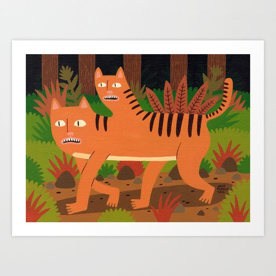 Two-headed Cat Art Print